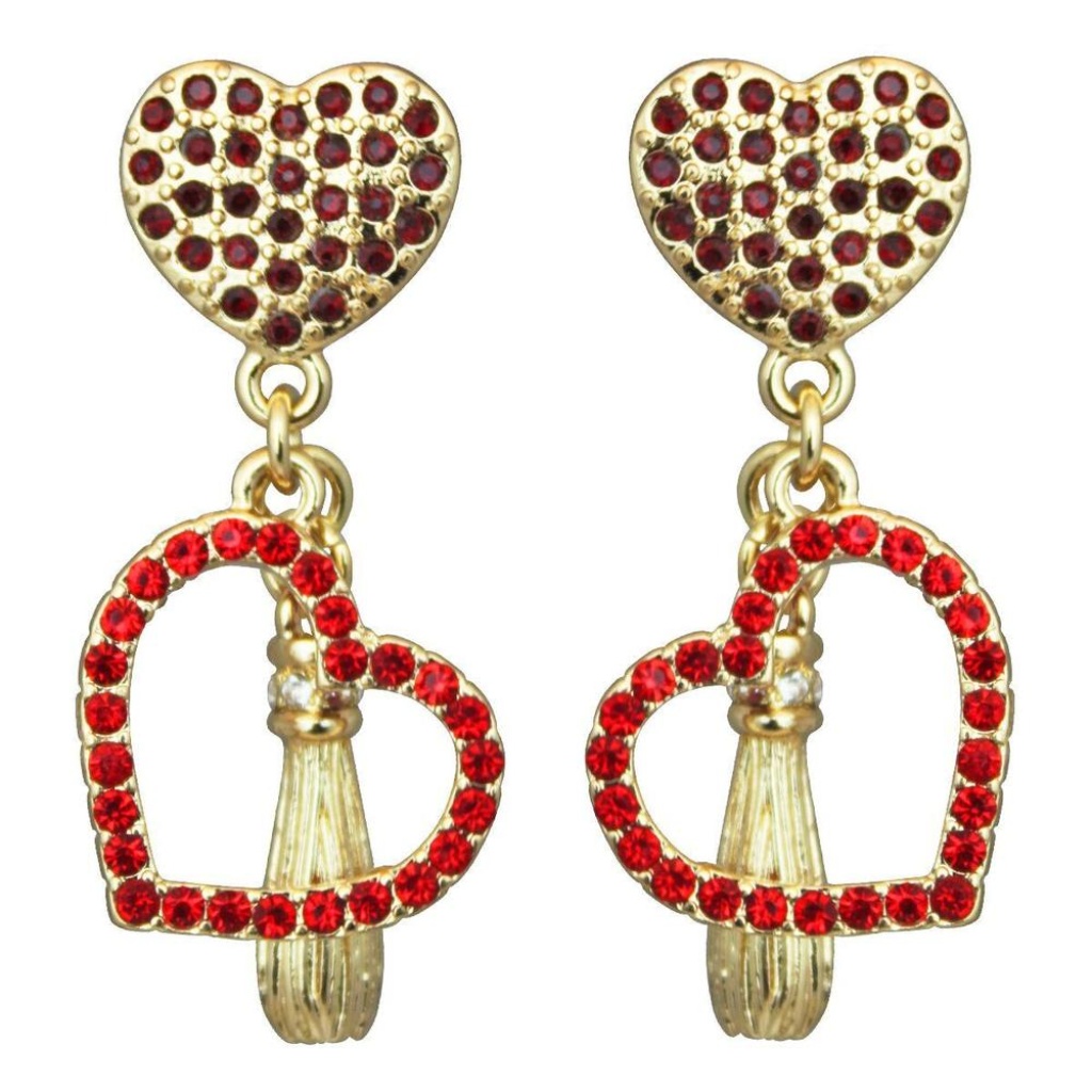 Heart Pave Charm Earrings (Goldtone)